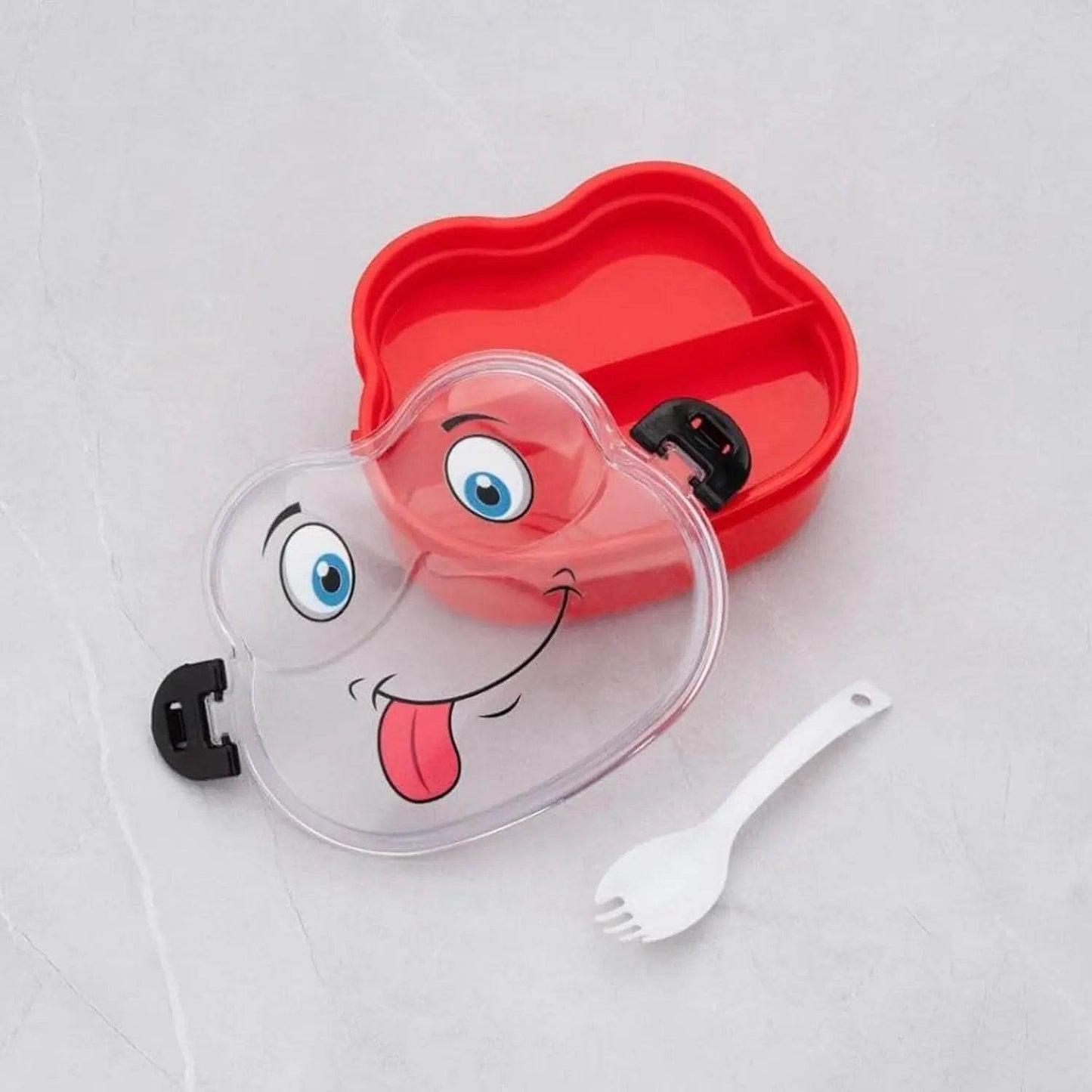 Double Layer Froggy Shape Lunch Box with Spoon (1 Pc / Mix Color) - infinityexculsivestore.com