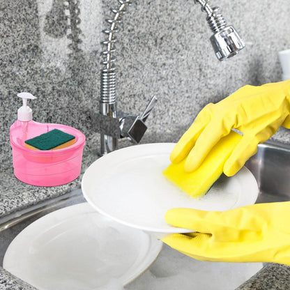 Double Layer Liquid soap Dispenser with Pump and Sponge, Practical for Hotel Sink Clear, Soap Dispensing Liquid Pump Bottle for Home, Kitchen Rectangle ( 2 in 1 ) - infinityexculsivestore.com