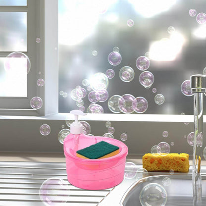 Double Layer Liquid soap Dispenser with Pump and Sponge, Practical for Hotel Sink Clear, Soap Dispensing Liquid Pump Bottle for Home, Kitchen Rectangle ( 2 in 1 ) - infinityexculsivestore.com