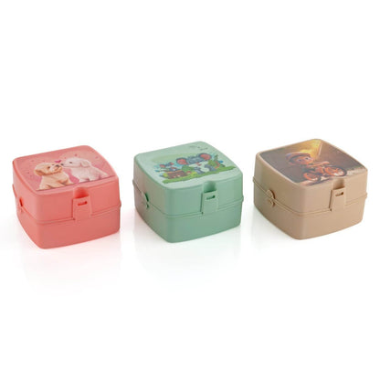Double-Layer Square Lunch Box with Spoon , 4 Compartment Tiffin & Push Lock , Plastic Tiffin Box for Travelling, School Kids & Office Exclusive, Home - infinityexculsivestore.com