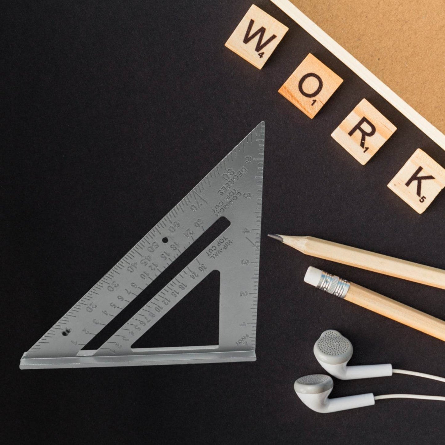 Double Side Scale Triangle Measurement Hand Tool, 45 Degree Triangle Ruler, Home for Industry, Aluminum Alloy Rafter Square 7-Inch Length - infinityexculsivestore.com