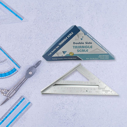 Double Side Scale Triangle Measurement Hand Tool, 45 Degree Triangle Ruler, Home for Industry, Aluminum Alloy Rafter Square 7-Inch Length - infinityexculsivestore.com