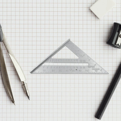 Double Side Scale Triangle Measurement Hand Tool, 45 Degree Triangle Ruler, Home for Industry, Aluminum Alloy Rafter Square 7-Inch Length - infinityexculsivestore.com