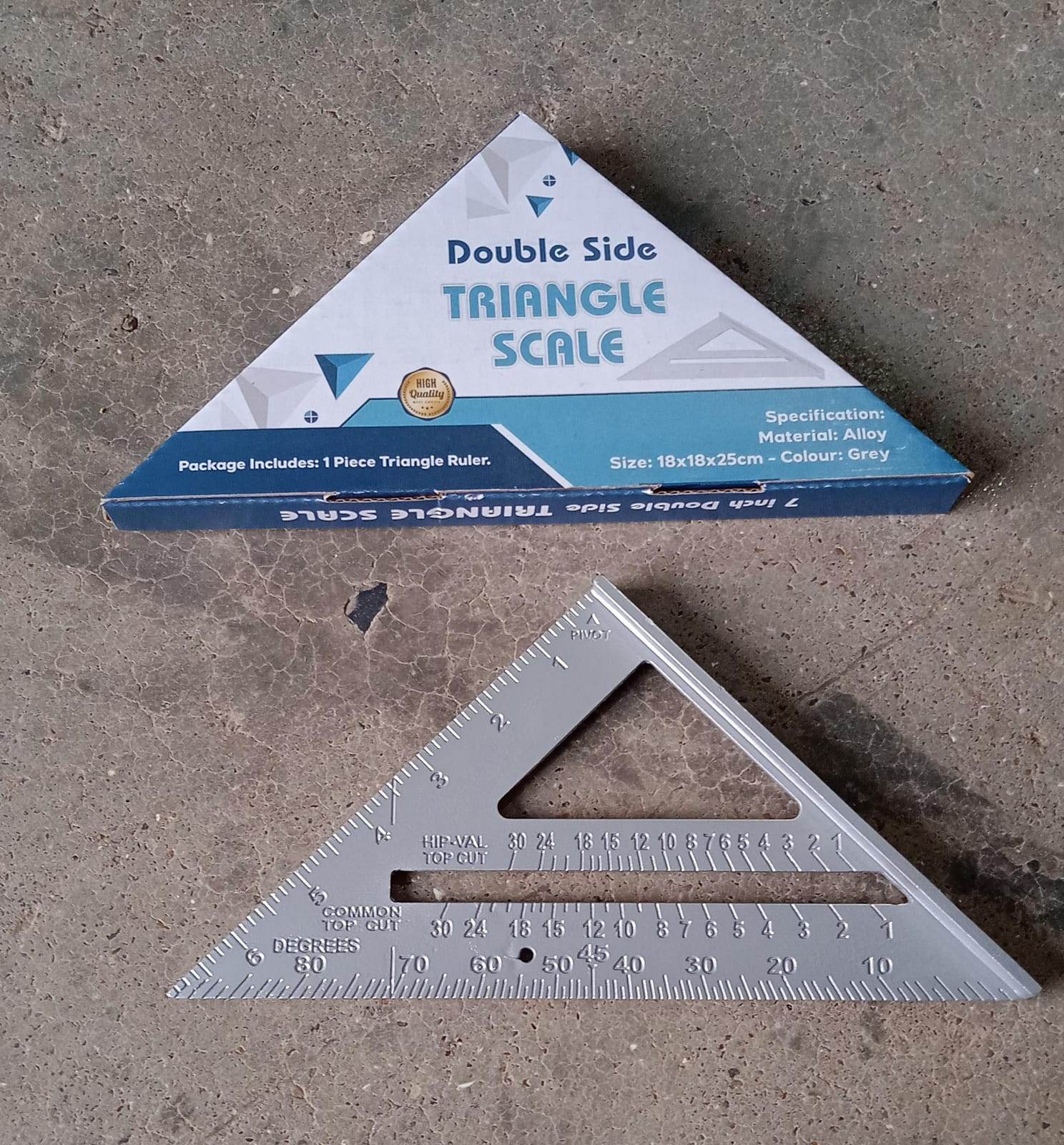 Double Side Scale Triangle Measurement Hand Tool, 45 Degree Triangle Ruler, Home for Industry, Aluminum Alloy Rafter Square 7-Inch Length - infinityexculsivestore.com