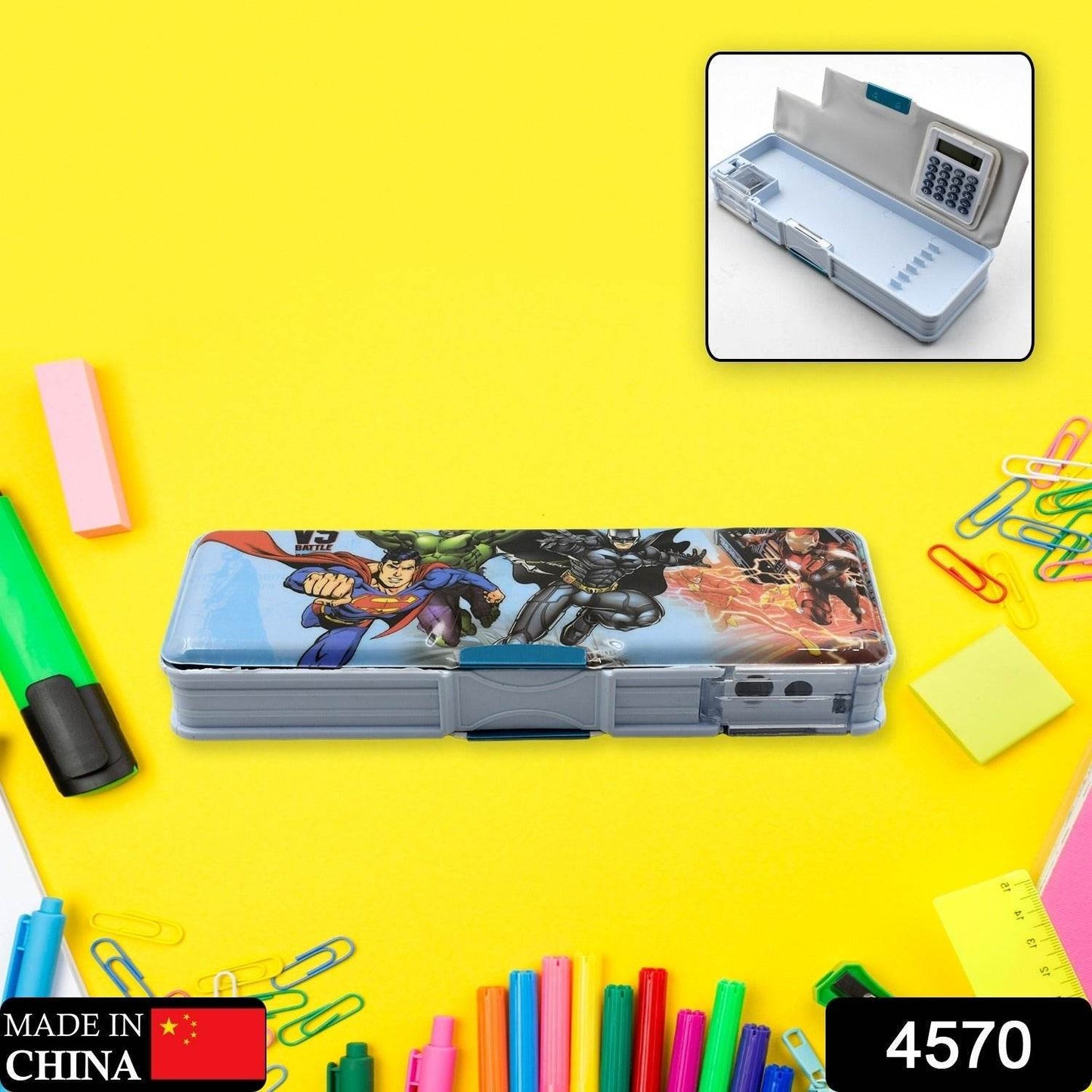 Double Sided Magnetic Geometry Box, Pencil Box with Calculator and Sharpener for Boys Art Plastic Pencil Box for Girls and Boys - infinityexculsivestore.com