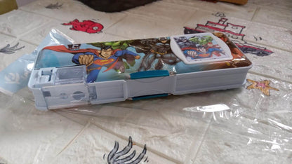 Double Sided Magnetic Geometry Box, Pencil Box with Calculator and Sharpener for Boys Art Plastic Pencil Box for Girls and Boys - infinityexculsivestore.com