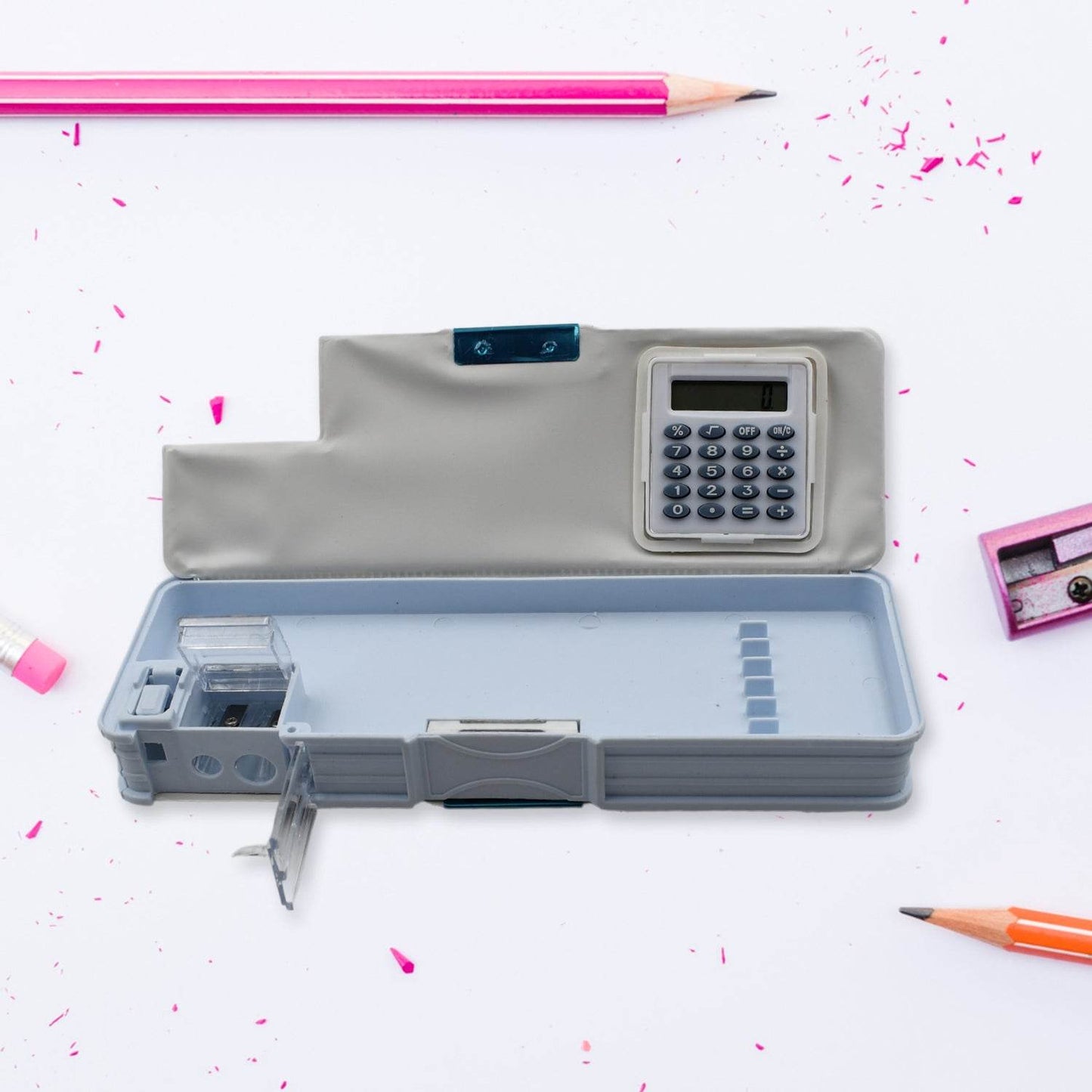 Double Sided Magnetic Geometry Box, Pencil Box with Calculator and Sharpener for Boys Art Plastic Pencil Box for Girls and Boys - infinityexculsivestore.com