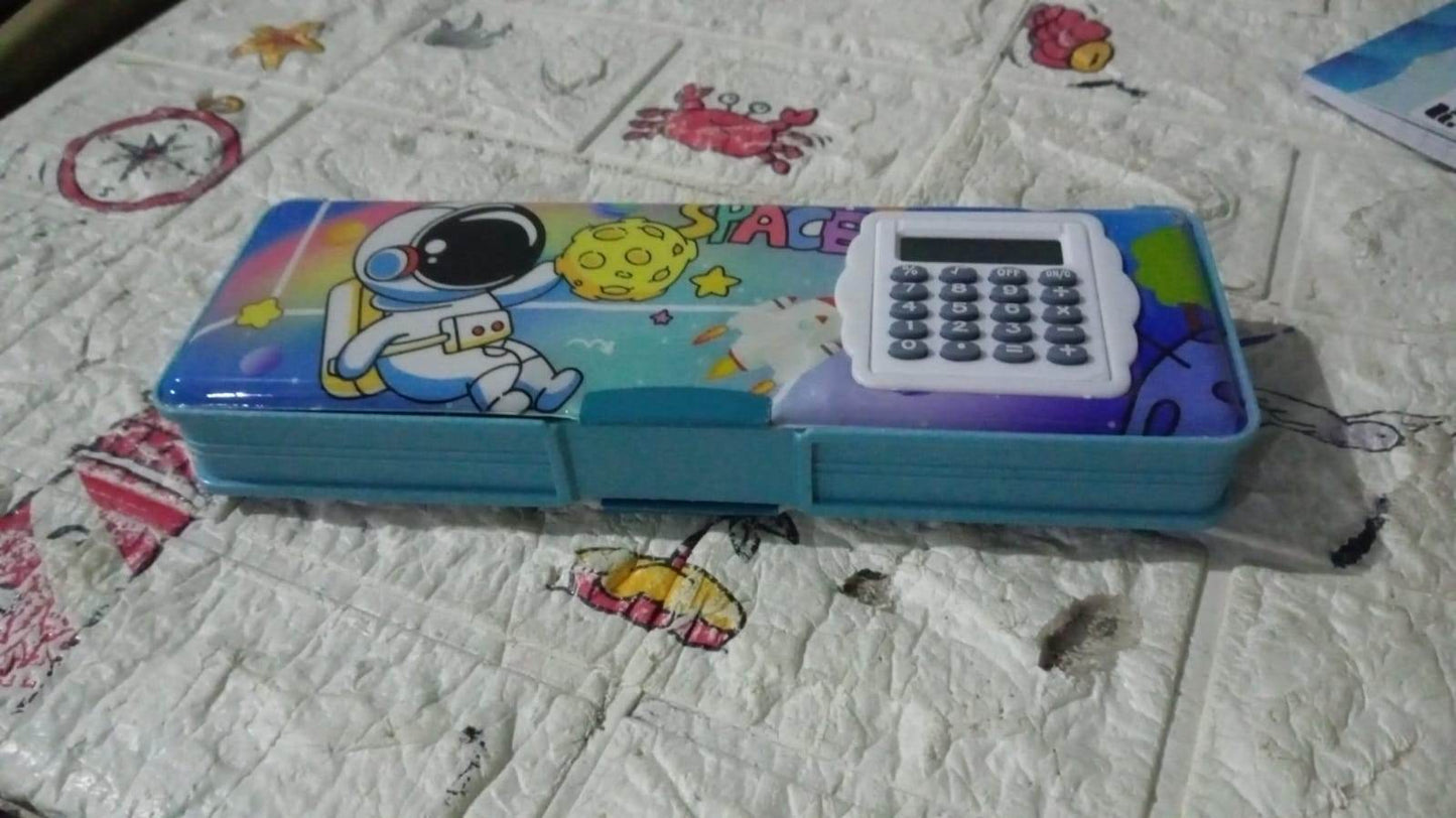 Double Sided Magnetic Geometry Box, Pencil Box with Calculator for Boys Art Plastic Pencil Box for Girls and Boys - infinityexculsivestore.com