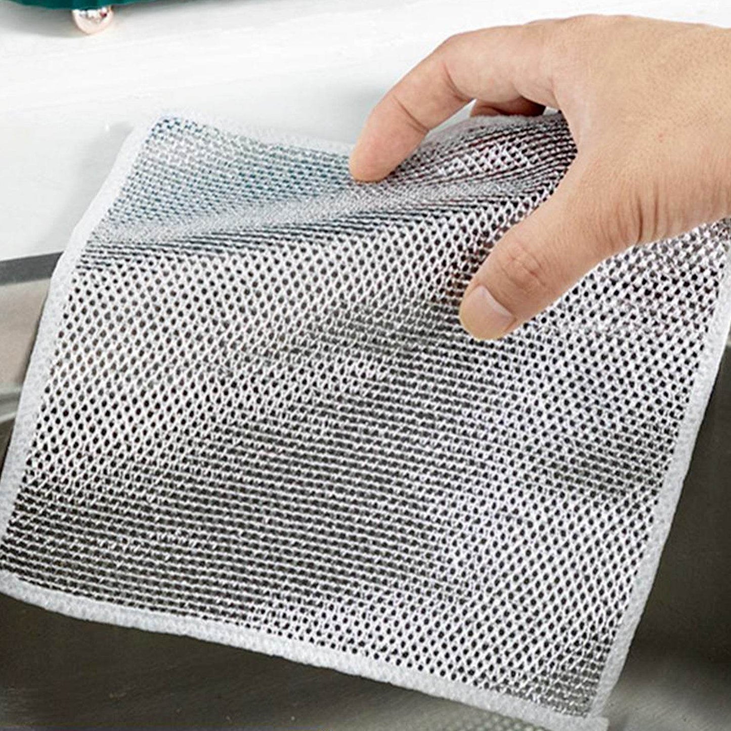 Double-Sided Multipurpose Microfiber Cloths, Stainless Steel Scrubber, Non-Scratch Wire cloth, (1 Pc / 20 x 20 Cm) - infinityexculsivestore.com