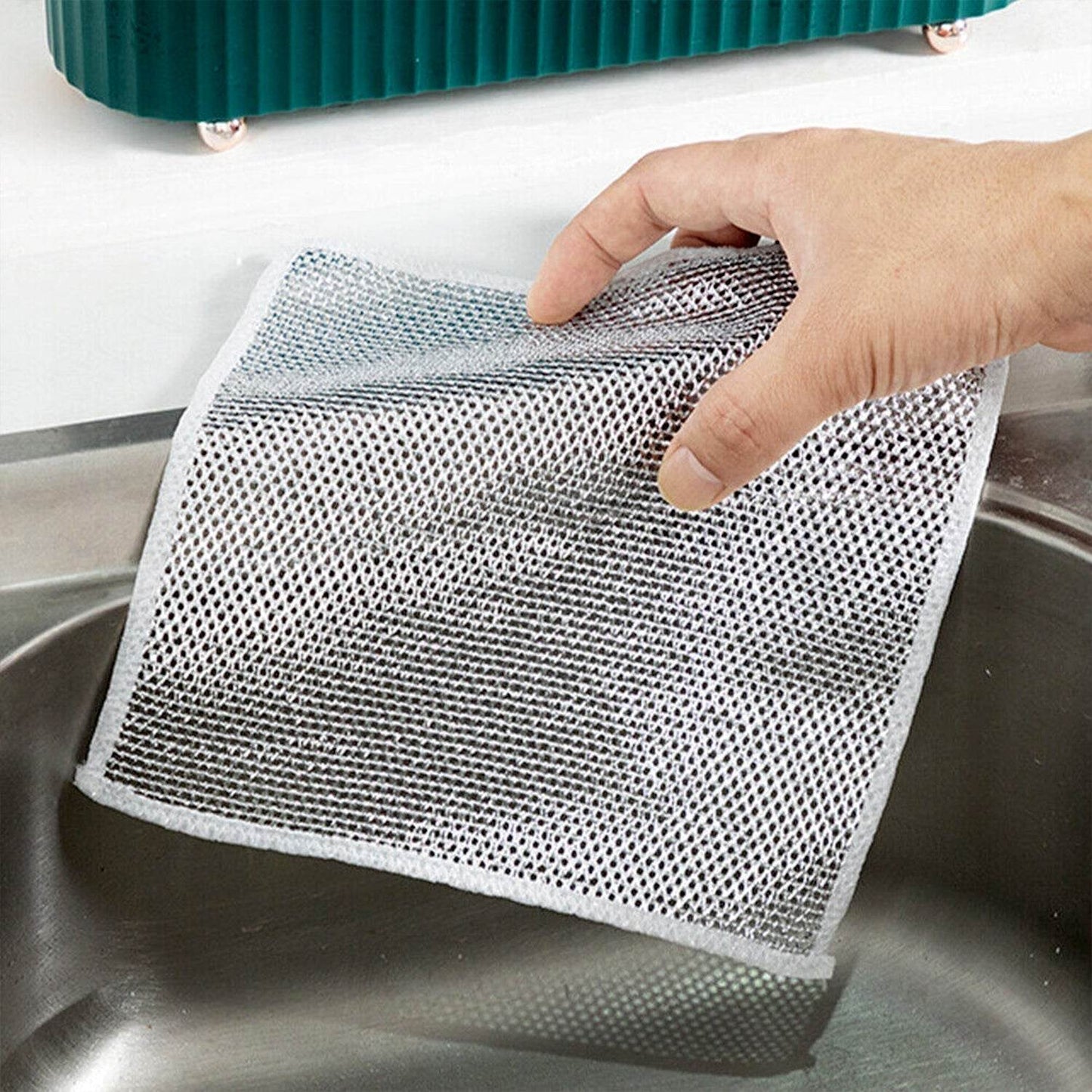 Double-Sided Multipurpose Microfiber Cloths, Stainless Steel Scrubber, Non-Scratch Wire cloth, (1 Pc / 20 x 20 Cm) - infinityexculsivestore.com