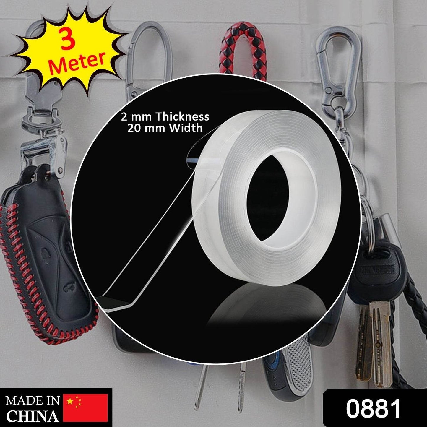 Double Sided Nano Adhesive Tape, 3 meter Size (20mm Width X 2mm Thickness) - infinityexculsivestore.com