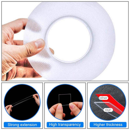 Double Sided Nano Adhesive Tape, 3 meter Washable Traceless Nano Gel Tape, Multipurpose - infinityexculsivestore.com