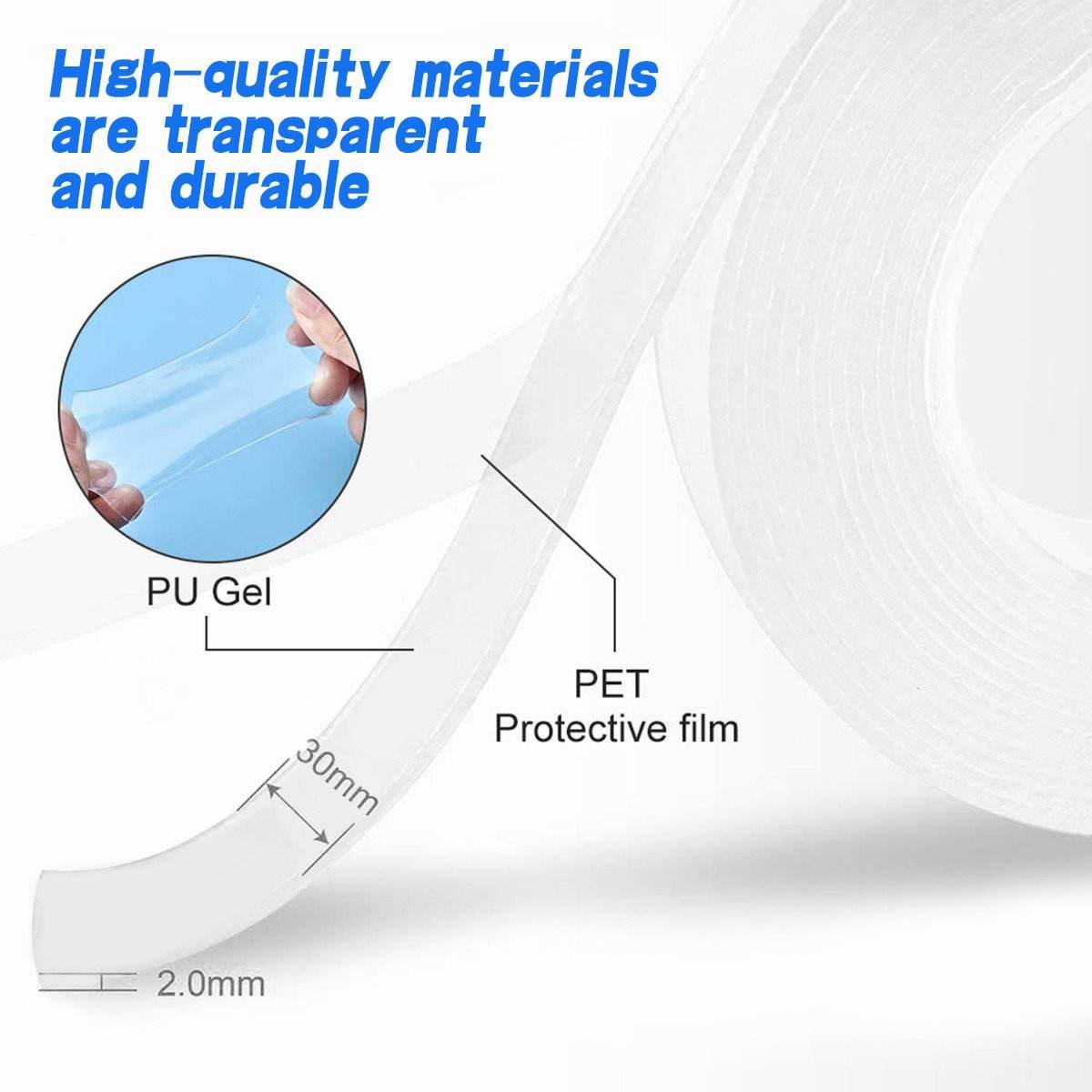 Double Sided Nano Adhesive Tape, 3 meter Washable Traceless Nano Gel Tape, Multipurpose - infinityexculsivestore.com