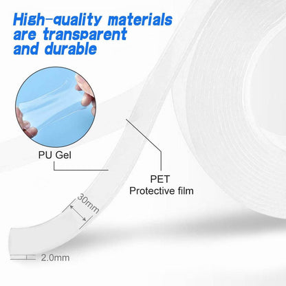 Double Sided Nano Adhesive Tape, 3 meter Washable Traceless Nano Gel Tape, Multipurpose - infinityexculsivestore.com