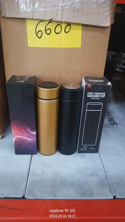 Double Stainless Steel Wall Smart Flask Vacuum Insulated Water Bottle | Perfect for Hot and Cold Drinks | for Campaign Travelling (450ml Approx) (Mix Color / Mix Design)) - infinityexculsivestore.com