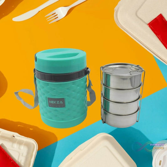 Double Wall Insulated Tiffin with Handle (1 Pc): Stackable, Hot Food Container - infinityexculsivestore.com