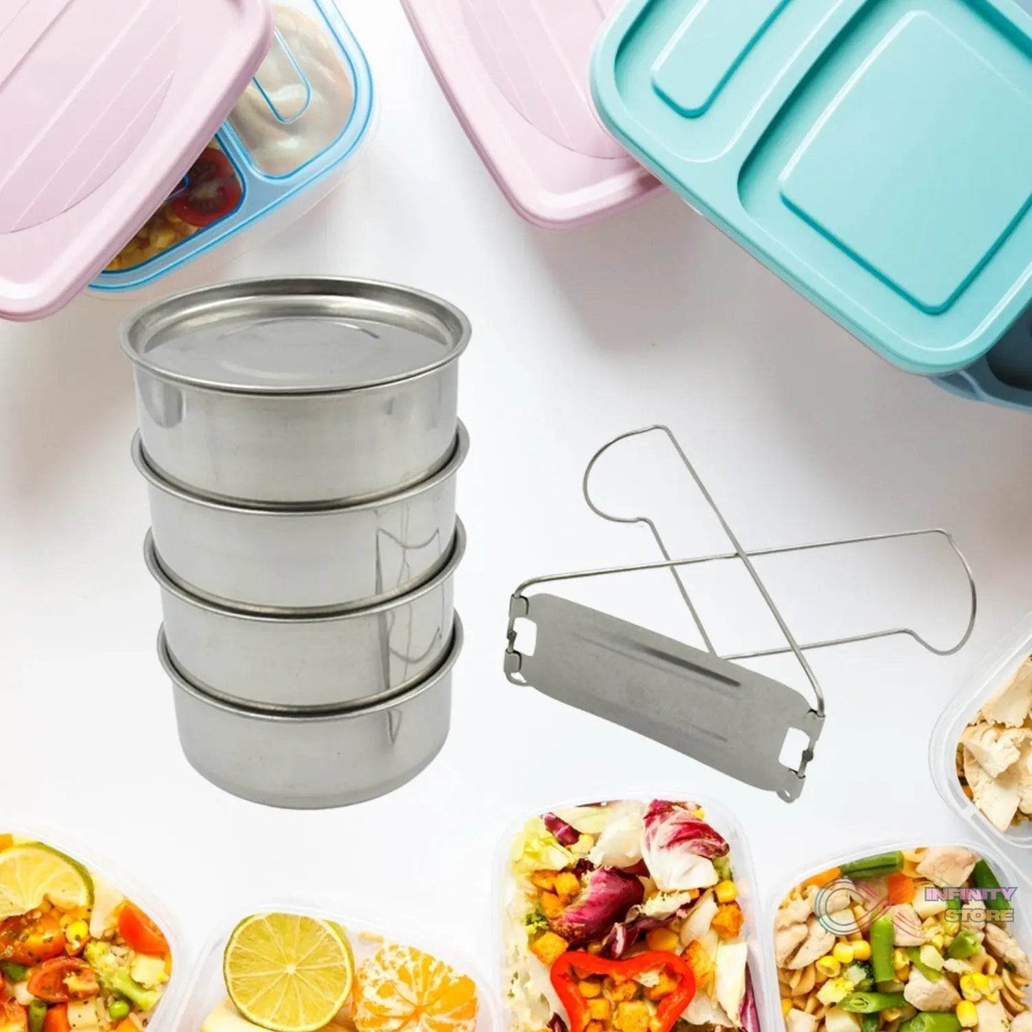 Double Wall Insulated Tiffin with Handle (1 Pc): Stackable, Hot Food Container - infinityexculsivestore.com