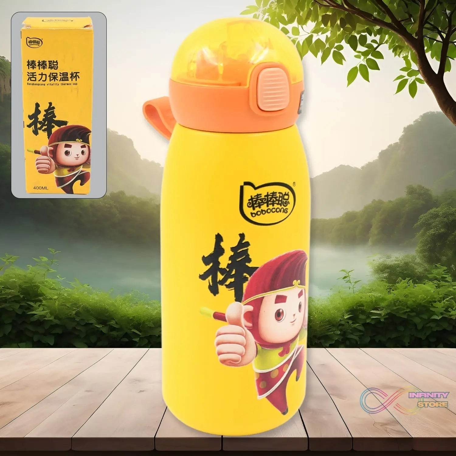 Double walled Stainless Steel Water Bottle & push button Open (400 ML) - infinityexculsivestore.com