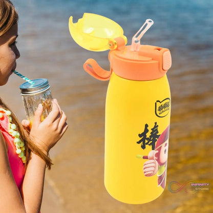 Double walled Stainless Steel Water Bottle & push button Open (400 ML) - infinityexculsivestore.com