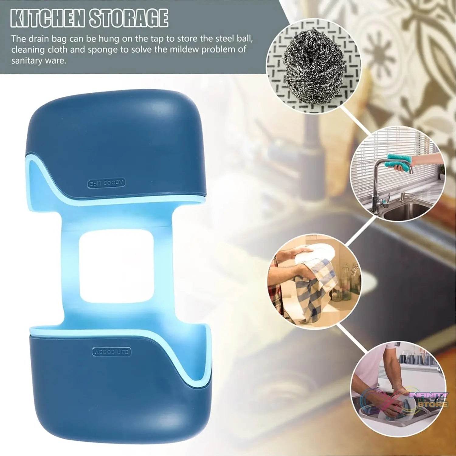 Drain Bag Draining Bracket Sponge Storage Rack Plastic Storage Holder (1 Pc) - infinityexculsivestore.com