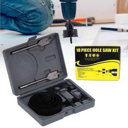 Drill Hole Cutter, Carbon Steel High Accuracy Incisive Hole Saw for Cutting PCV for Cutting Plastic for Cutting Wood Hole Saw Kit (18 Pcs Set) - infinityexculsivestore.com
