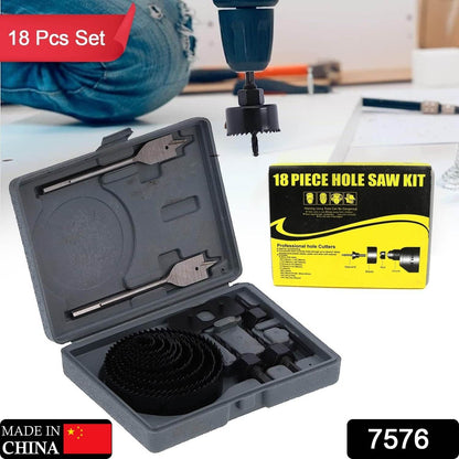 Drill Hole Cutter, Carbon Steel High Accuracy Incisive Hole Saw for Cutting PCV for Cutting Plastic for Cutting Wood Hole Saw Kit (18 Pcs Set) - infinityexculsivestore.com