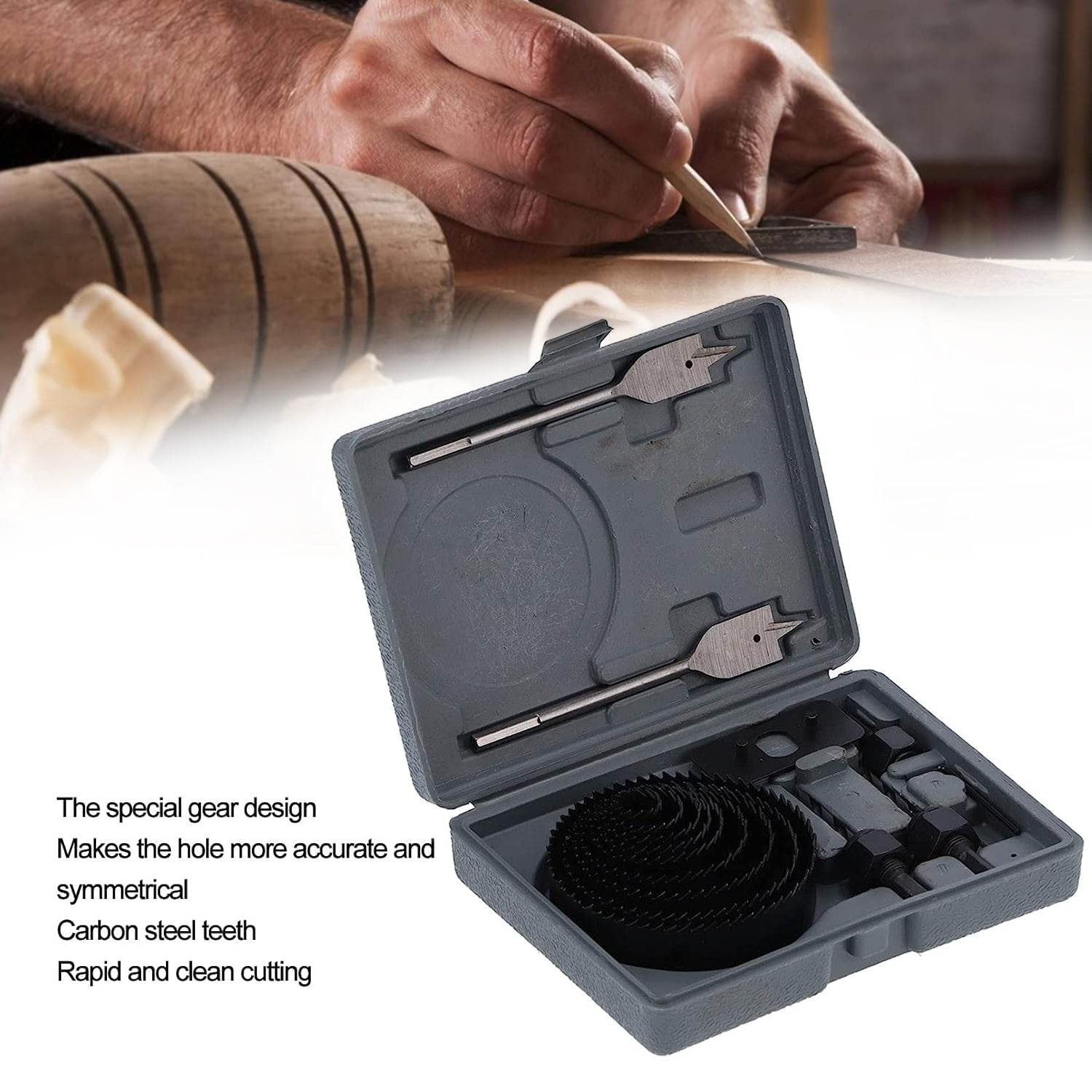 Drill Hole Cutter, Carbon Steel High Accuracy Incisive Hole Saw for Cutting PCV for Cutting Plastic for Cutting Wood Hole Saw Kit (18 Pcs Set) - infinityexculsivestore.com