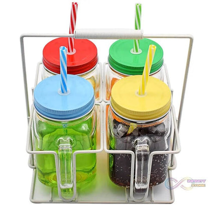 Drinking Cup / Glass / Mug Mason Jar with Handle & Straw - infinityexculsivestore.com