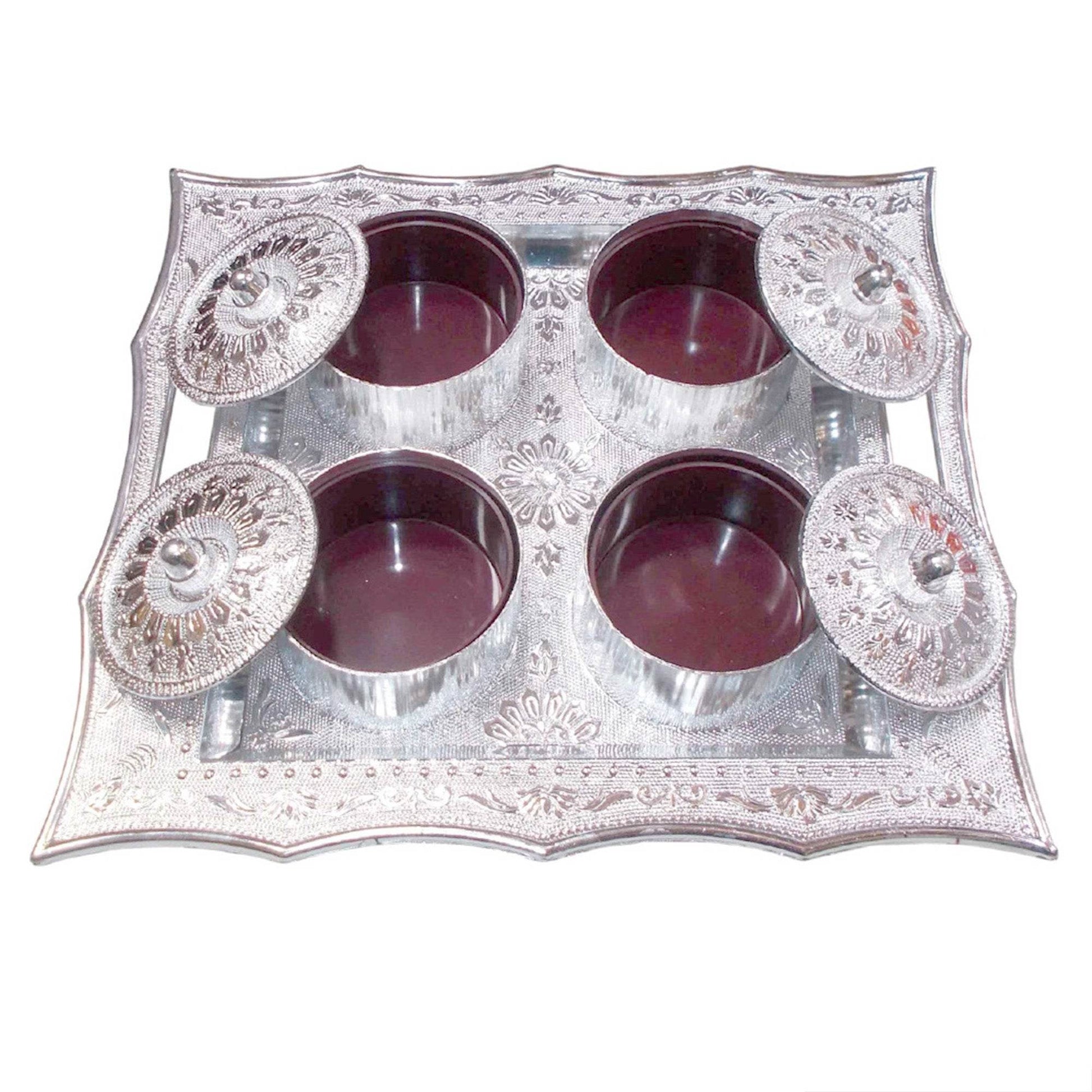 Dry Fruit Air Tight Bowls Tray with Lids 4 Section Snacks Mukhvas Dani - infinityexculsivestore.com