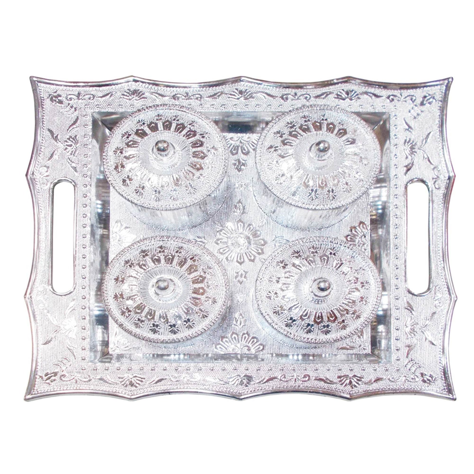 Dry Fruit Air Tight Bowls Tray with Lids 4 Section Snacks Mukhvas Dani - infinityexculsivestore.com