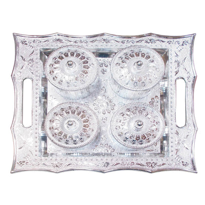 Dry Fruit Air Tight Bowls Tray with Lids 4 Section Snacks Mukhvas Dani - infinityexculsivestore.com