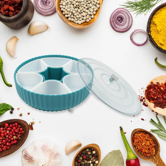 Dry Fruit & Snack Organizer: 360° Revolving Box (7 Compartments, Airtight) - infinityexculsivestore.com