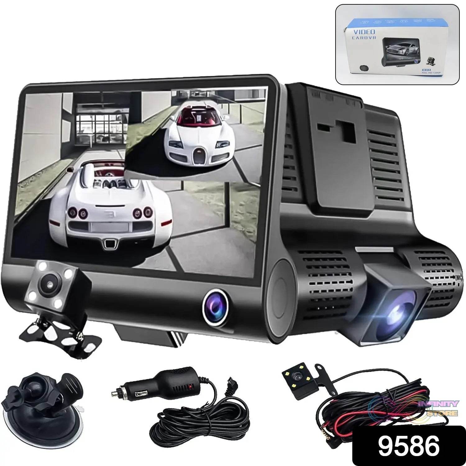 Dual Car DVR Dashboard Full HD Front and Rear Camera for Cars, Loop Recording, 4 HD Display, G-Sensor, Recording (1 Pc) - infinityexculsivestore.com