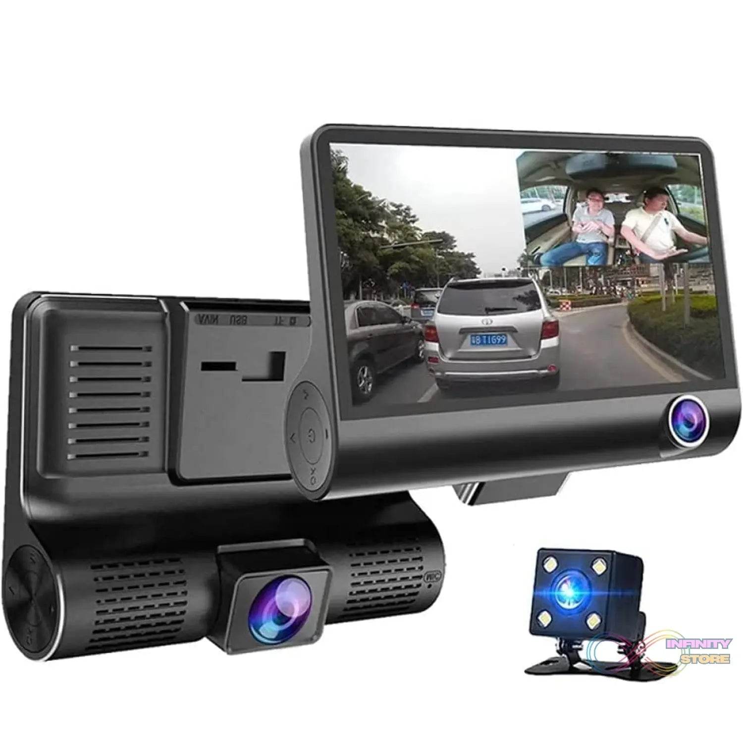 Dual Car DVR Dashboard Full HD Front and Rear Camera for Cars, Loop Recording, 4 HD Display, G-Sensor, Recording (1 Pc) - infinityexculsivestore.com