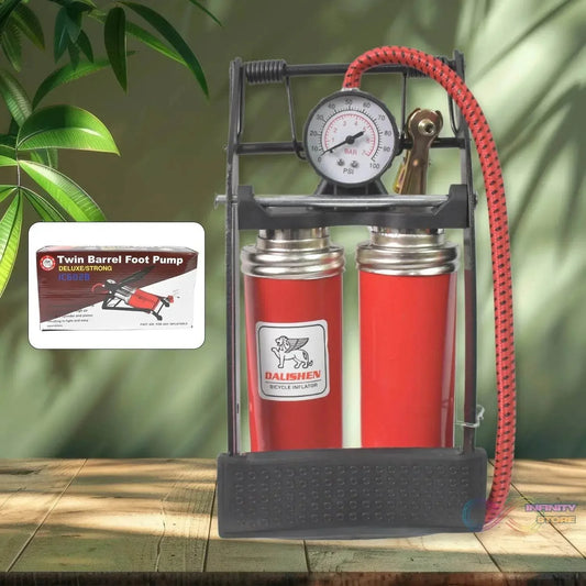 Dual-Cylinder Foot Pump, Portable Floor Bike Pump, 100PSI Air Pump - infinityexculsivestore.com