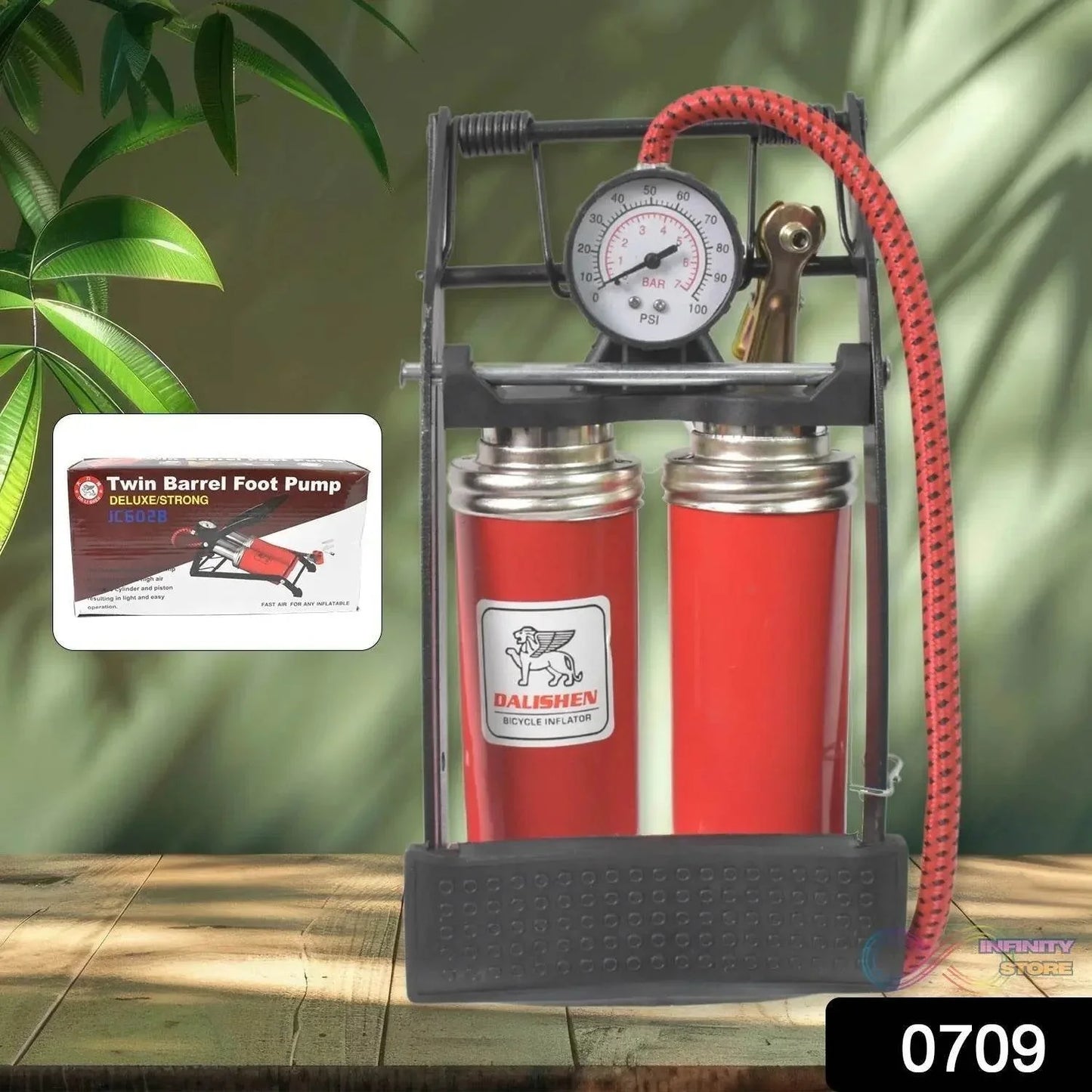 Dual-Cylinder Foot Pump, Portable Floor Bike Pump, 100PSI Air Pump - infinityexculsivestore.com