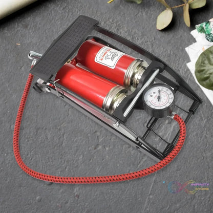 Dual-Cylinder Foot Pump, Portable Floor Bike Pump, 100PSI Air Pump - infinityexculsivestore.com