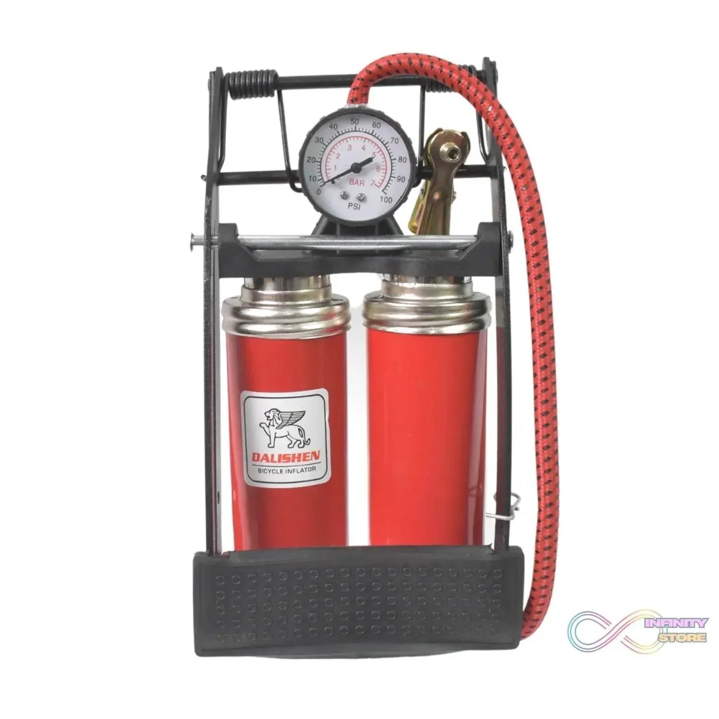 Dual-Cylinder Foot Pump, Portable Floor Bike Pump, 100PSI Air Pump - infinityexculsivestore.com