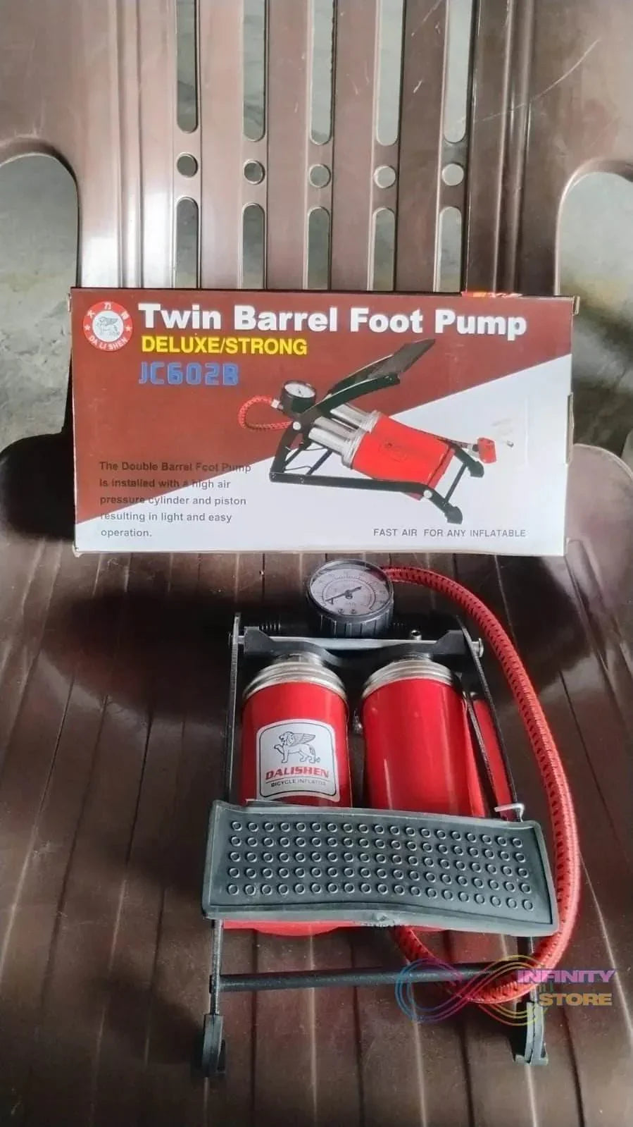 Dual-Cylinder Foot Pump, Portable Floor Bike Pump, 100PSI Air Pump - infinityexculsivestore.com