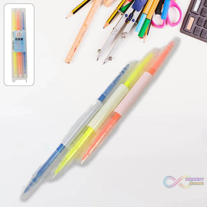 Dual-Headed Highlighter 3 Colors Double head Highlighter Pen (3 Pcs Set) - infinityexculsivestore.com