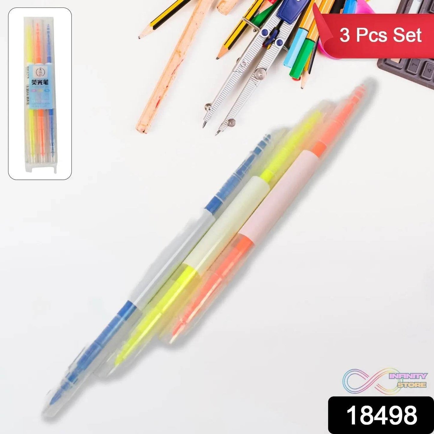 Dual-Headed Highlighter 3 Colors Double head Highlighter Pen (3 Pcs Set) - infinityexculsivestore.com