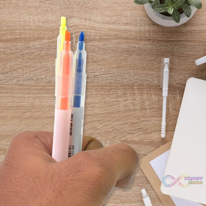 Dual-Headed Highlighter 3 Colors Double head Highlighter Pen (3 Pcs Set) - infinityexculsivestore.com