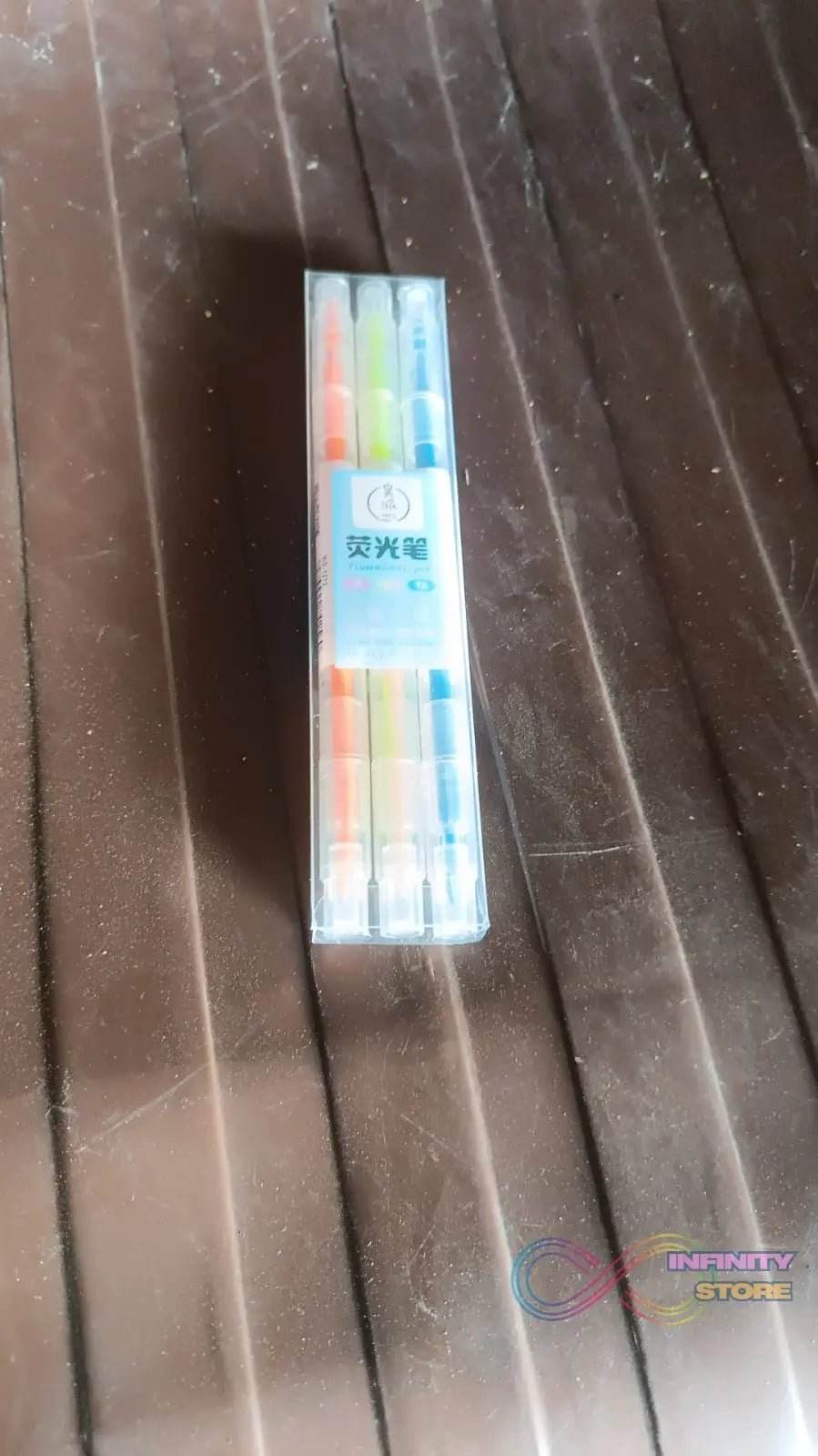 Dual-Headed Highlighter 3 Colors Double head Highlighter Pen (3 Pcs Set) - infinityexculsivestore.com