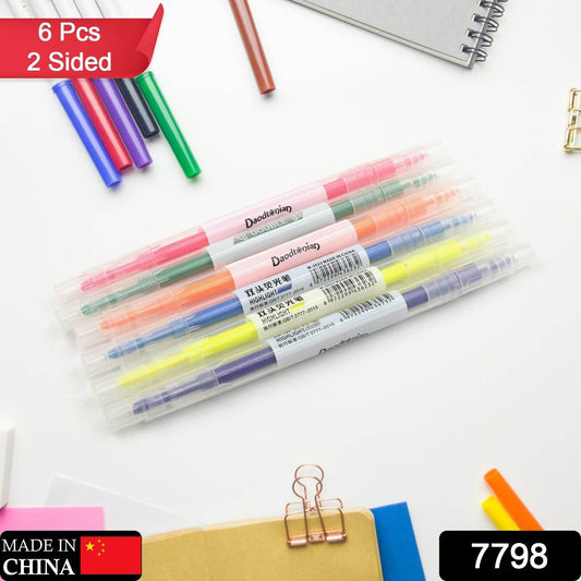Dual-Headed Highlighter 6 Colors Double head Highlighter Pen, Perfect for Bible Study, Classroom and office for Children and Students (6 Pc Set) - infinityexculsivestore.com