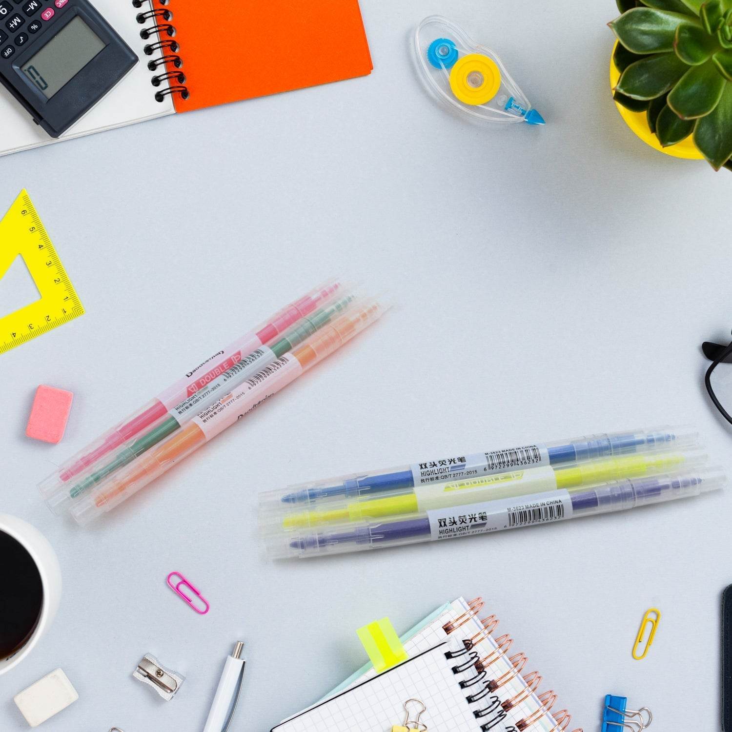 Dual-Headed Highlighter 6 Colors Double head Highlighter Pen, Perfect for Bible Study, Classroom and office for Children and Students (6 Pc Set) - infinityexculsivestore.com