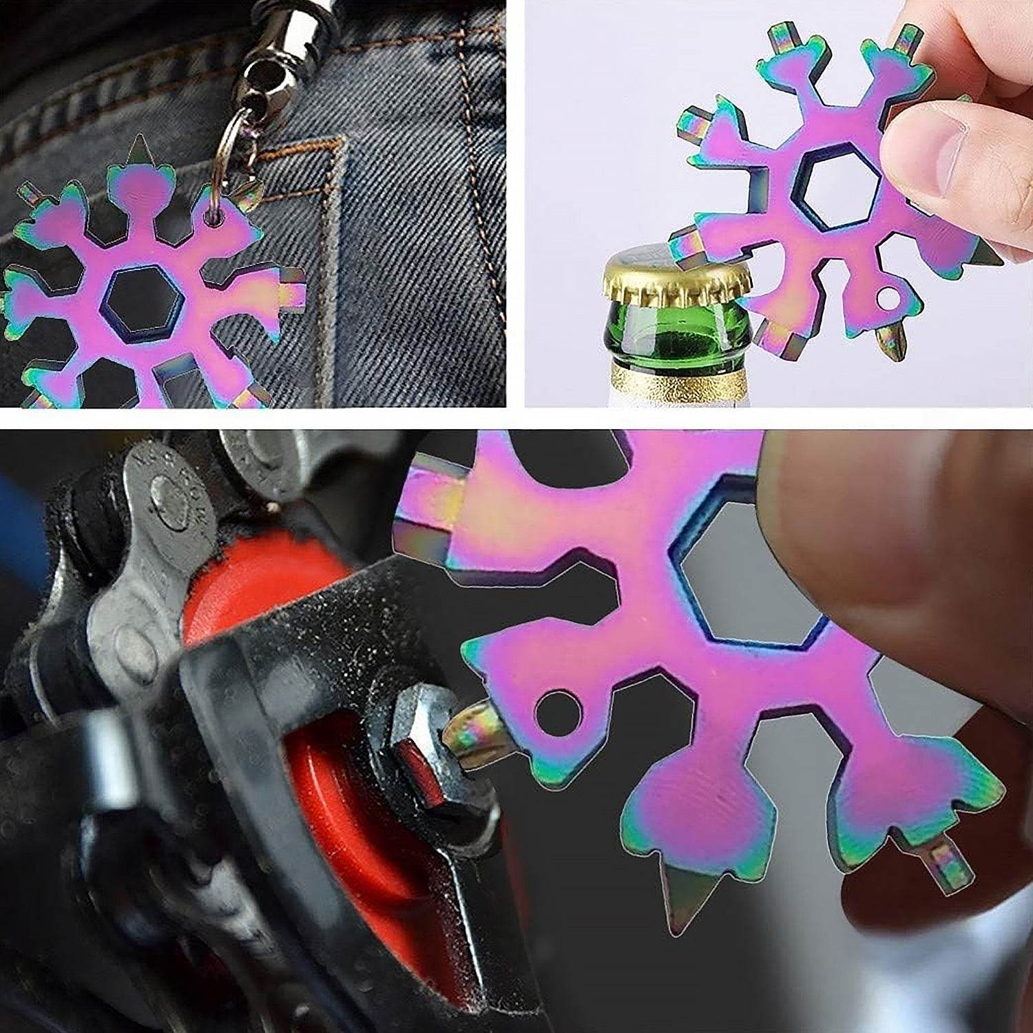 Durable & Portable 18 in 1 Snowflake Multi-Tool, Snowflake Bottle Opener Flat Phillips Screwdriver Kit Wrench - infinityexculsivestore.com