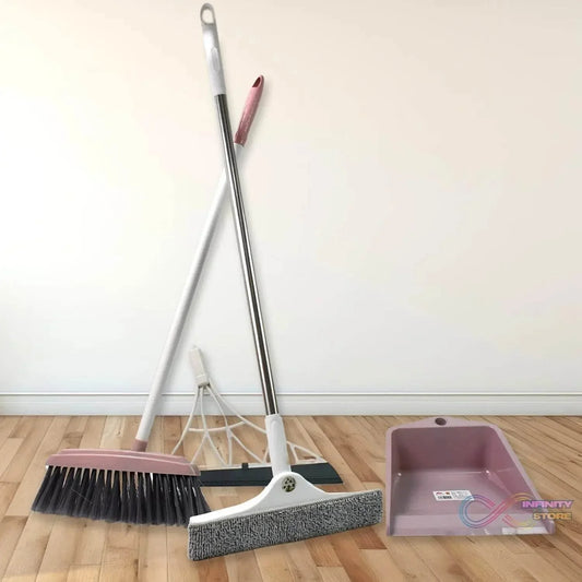 Dustpan, Kitchen Wiper, Window Cleaning Squeegee Tool & Broom Brush (4 Pcs Combo) - infinityexculsivestore.com