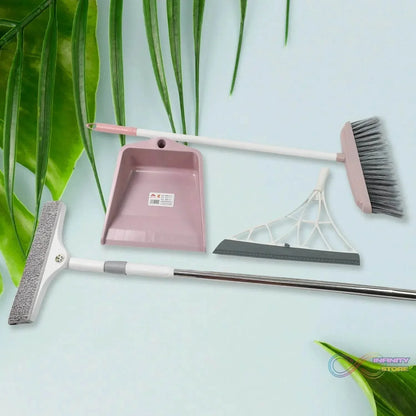 Dustpan, Kitchen Wiper, Window Cleaning Squeegee Tool & Broom Brush (4 Pcs Combo) - infinityexculsivestore.com