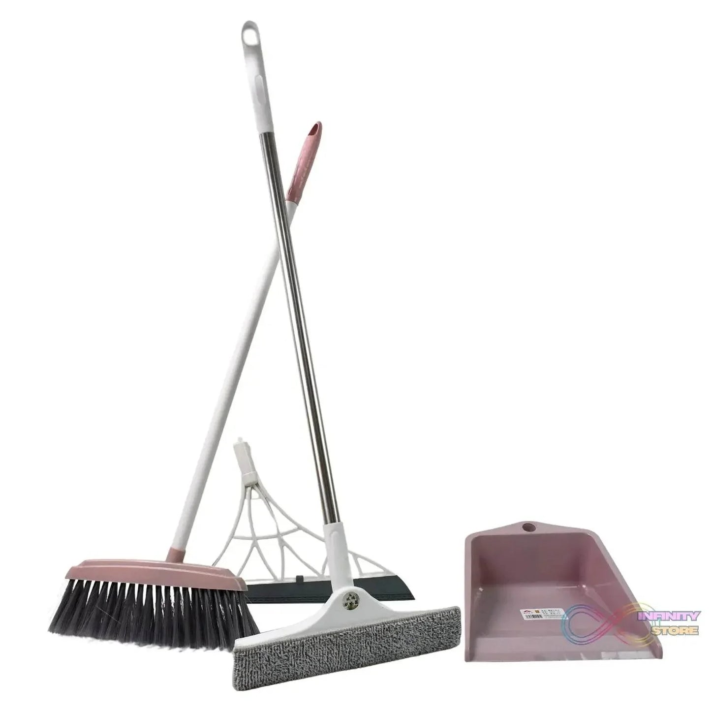 Dustpan, Kitchen Wiper, Window Cleaning Squeegee Tool & Broom Brush (4 Pcs Combo) - infinityexculsivestore.com
