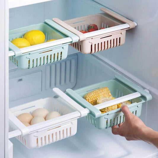 EXPANDABLE ADJUSTABLE MULTIPURPOSE FRIDGE STORAGE BASKET ( 2 pc ) - infinityexculsivestore.com
